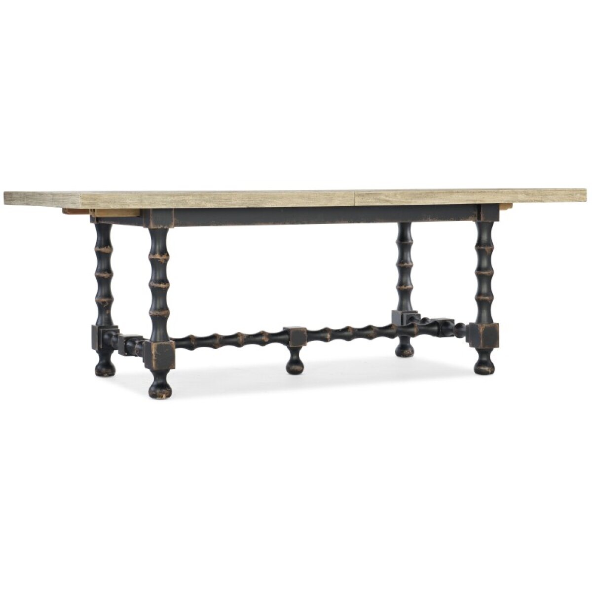 52c22e6d360296970f78c6891de0c6bb Casual Dining Ciao Bella 84in Trestle Table w/ 2-18in Leaves-Flaky White/Black - Image 1