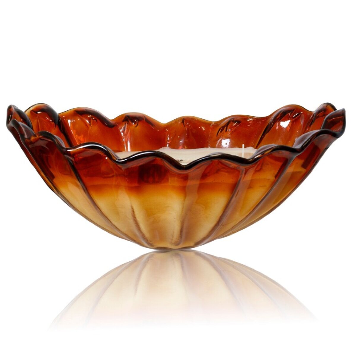 530bc14b92577dcd5d9e79cffd20f06d Kenya Barca Candle Two Tone Art Glass Barca Centerpiece With Wax - Image 1