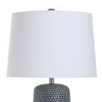 Patley Blue 30in Subtle Ceramic Body With Woven Wicker Textured Design Table Lamp 150 Watts 3- - Image 4