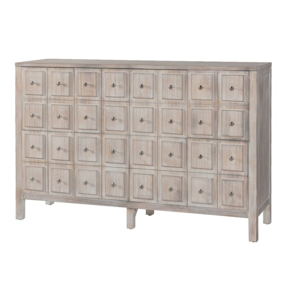 53207495375f51bbf14fb82bbee98ac1 Norman Wyatt Home Chemille Driftwood Grey 8 Door Wooden Apothecary - Image 1