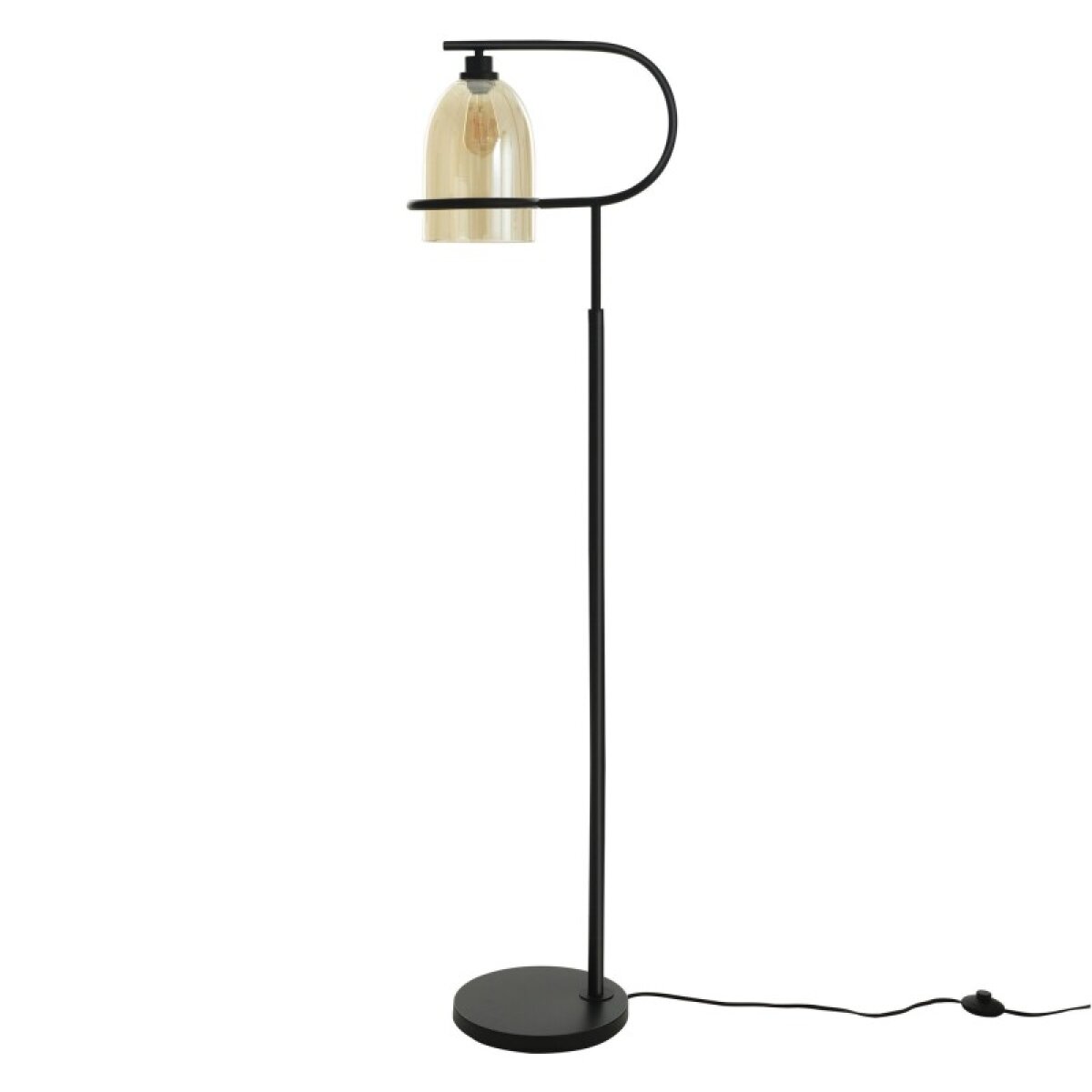 53ca3d60db71605458ed7bbdc00ce98f Radiance Bronze Floor Lamp Modern Overhang Rod With Cylinder Glass Pendant Shade - Image 1