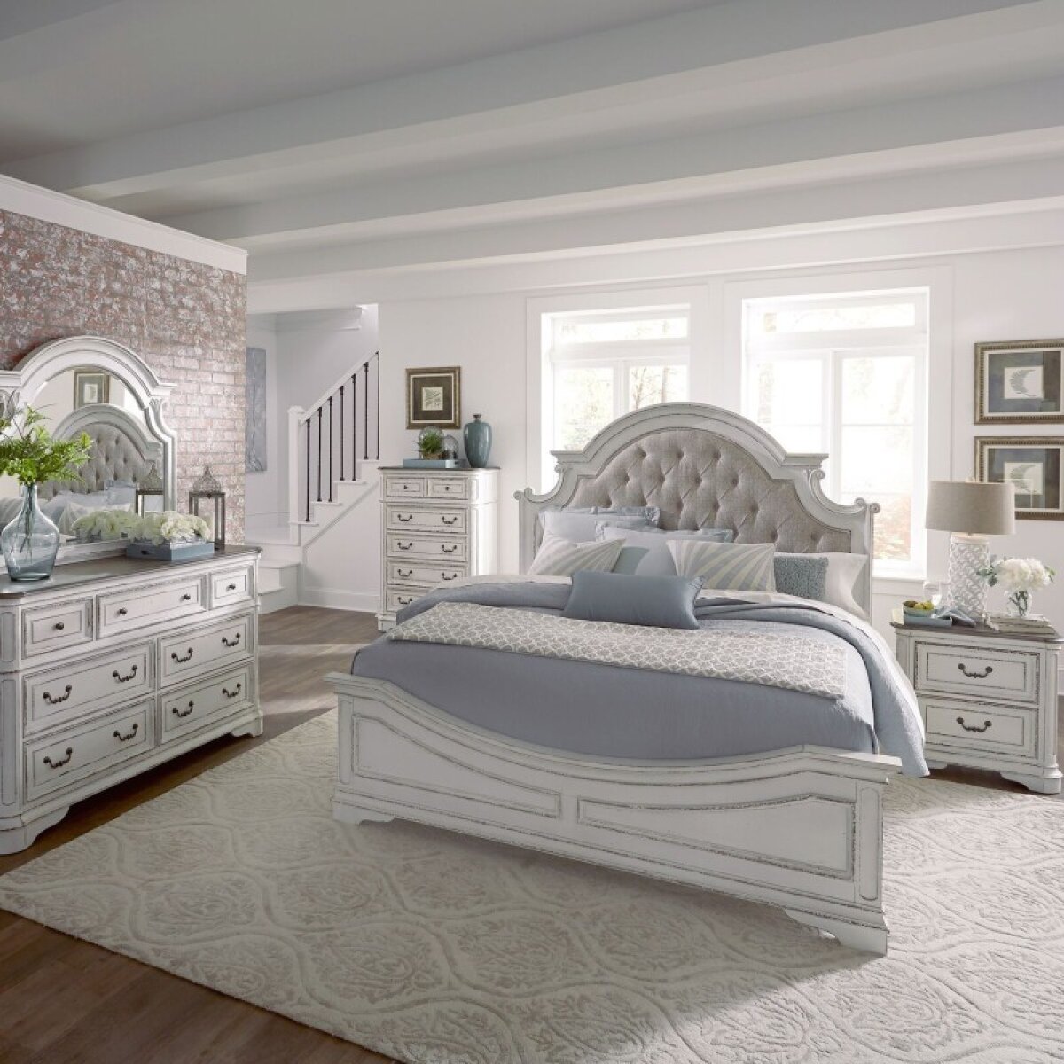 544bc403fb0dbe9af6236bd2f2cccb1e King California Upholstered Bed, Dresser & Mirror, Chest, Night Stand - Image 1