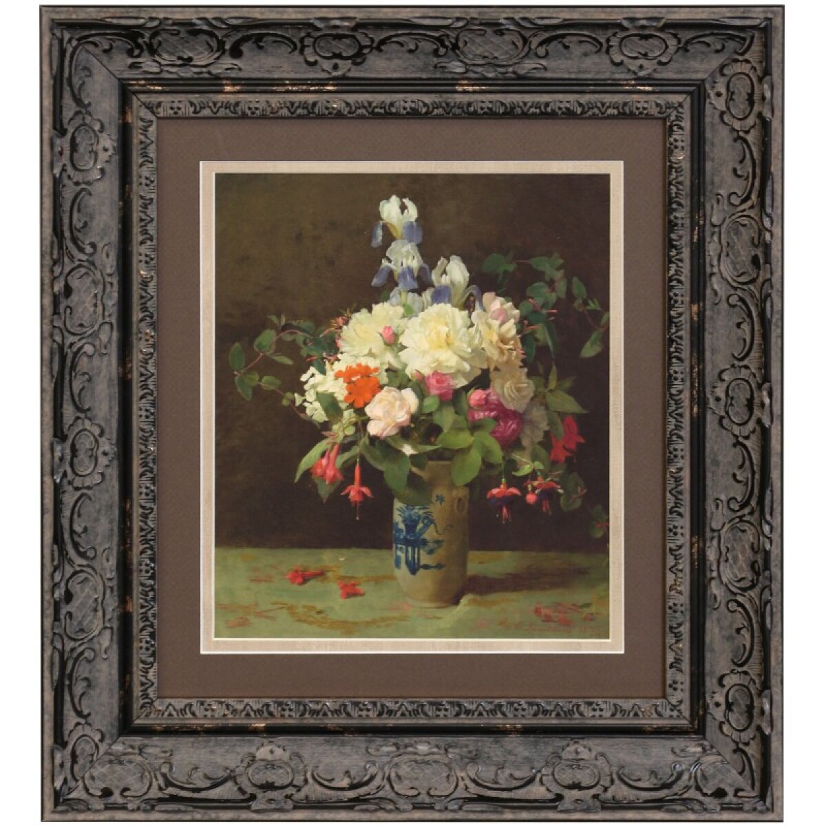 5463194656a422f99ee9fed69427f018 Iris And Florals Framed Print Under Glass - Image 1