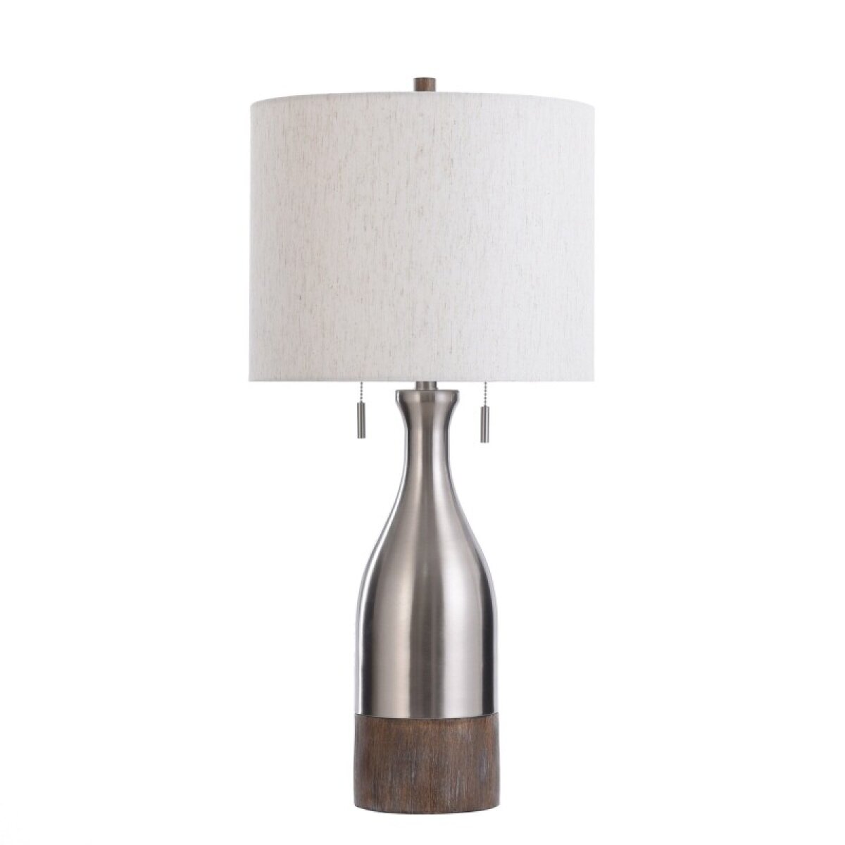 54a8f14466c3fd810f0ba50462db95d8 Hitchin Silver Brushed Steel Bottle Shape Table Lamp With Molded Faux - Image 1