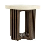Aspen Solid Wood Round End Table - Antique White/distressed Brown - Image 5