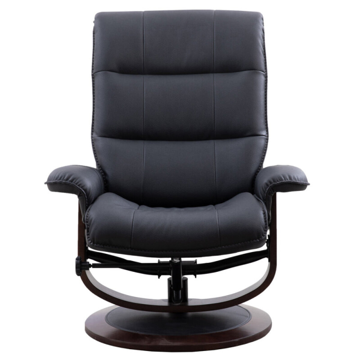 552216b14bc016a170cfd2f75cd5a9fa Knight - Black Manual Reclining Swivel Chair & Ottoman - Image 1