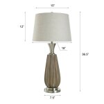 Roanoke Brown Table Lamp Thick Fluted Polyresin Base With Faux Wood Brushed Finish - Image 6