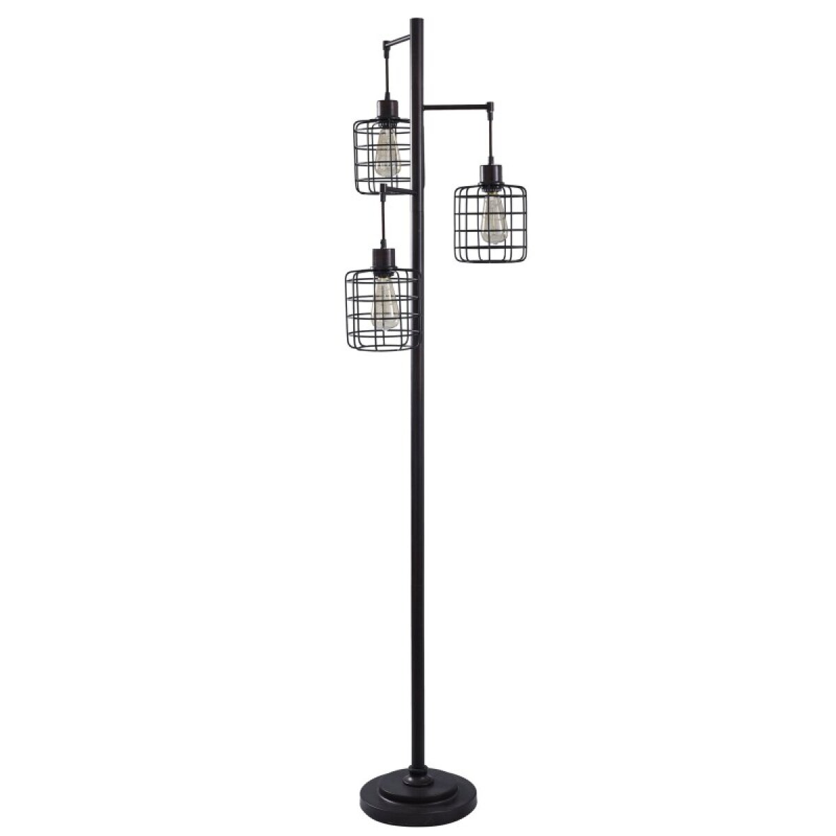 561ac23e0f53afb2db1c2afc38be85b0 Madison Bronze Metal Three Pendant Cage Shade Floor Lamp 40 Watts - Image 1