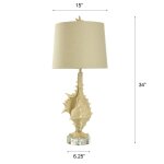 Porthaven Tan Coastal Table Lamp With Open Conch Shape And Acrylic Accent - Image 6
