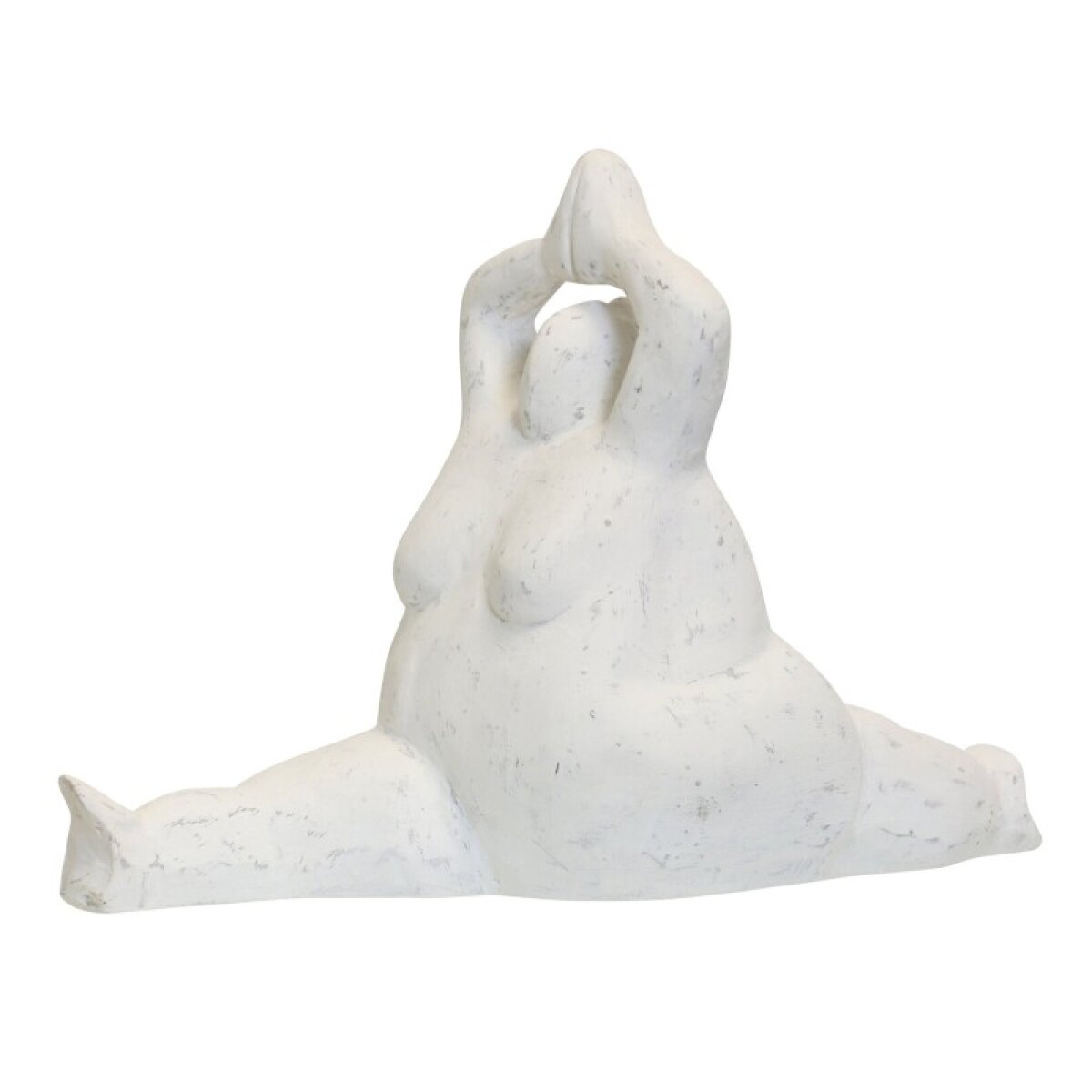 5685370d03a449358cd72a11f396a97d Sumo Yoga Weathered White Resin Statue - Image 1