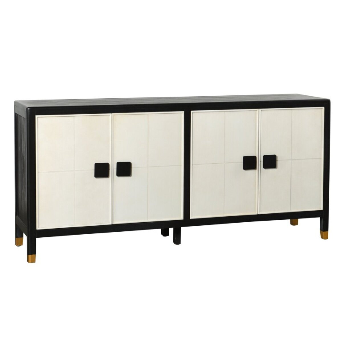 56886d4e65a6423bbb0044d46244e463 Satin Black & White Four Door Sideboard - Image 1