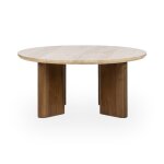 Idella Travertine Round Coffee Table - Tan - Image 4