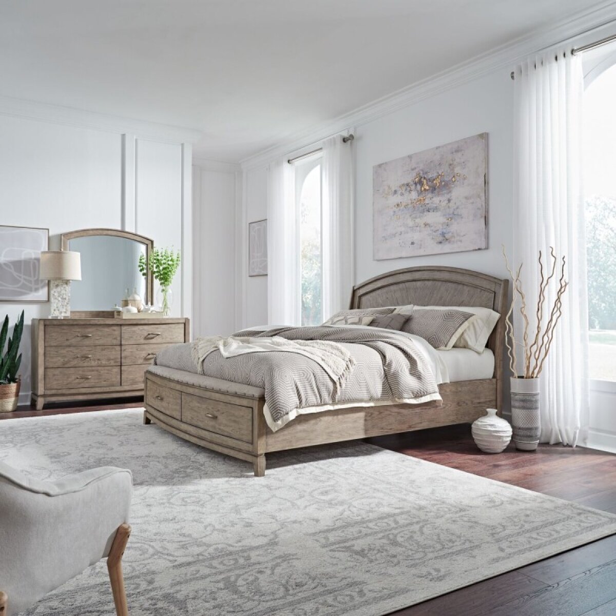 5763fb68b98d50174d5f3ea2ff2e3d58 Avalon King Panel Storage Bed, Dresser & Mirror - Image 1
