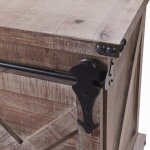 Natural Barnwood Farmhouse Tv Console On Casters With Barn Door Hardware - Image 7