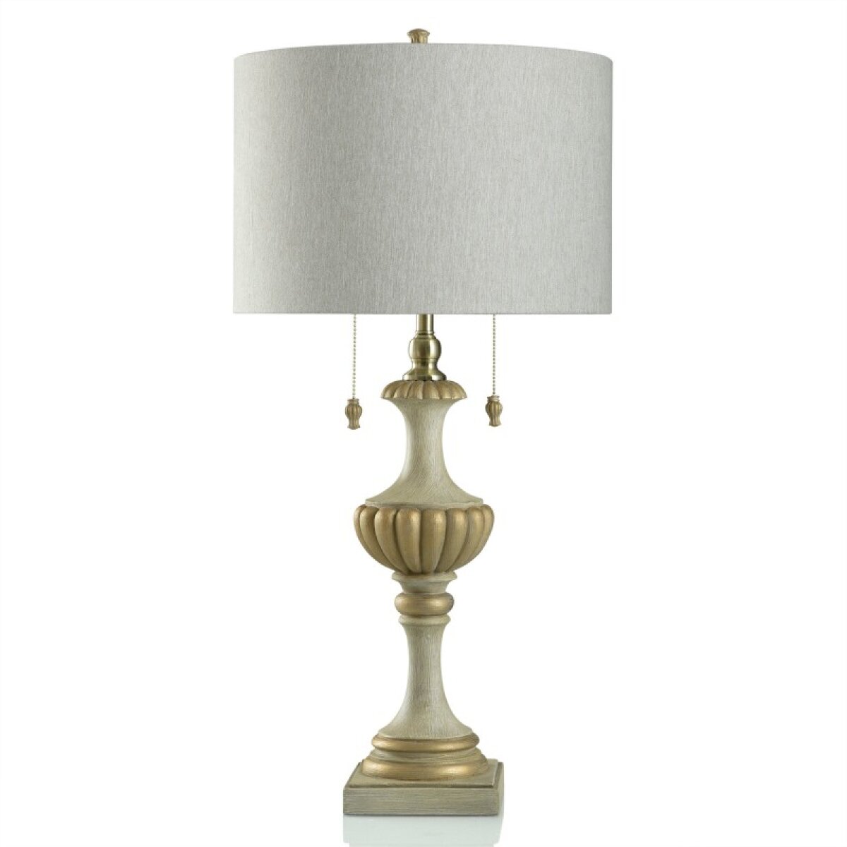 579d285225d5b68d42d64b300fcac5d6 Chrysta Creme Table Lamp Traditional Design With Double Pull Chain - Image 1