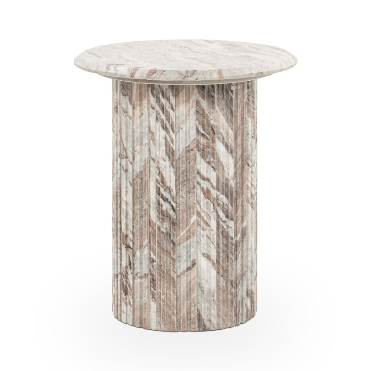 57e17d05d28365008b8d24d276ba1946 Nordens Marble Round End Table - Rusty Gray - Image 1