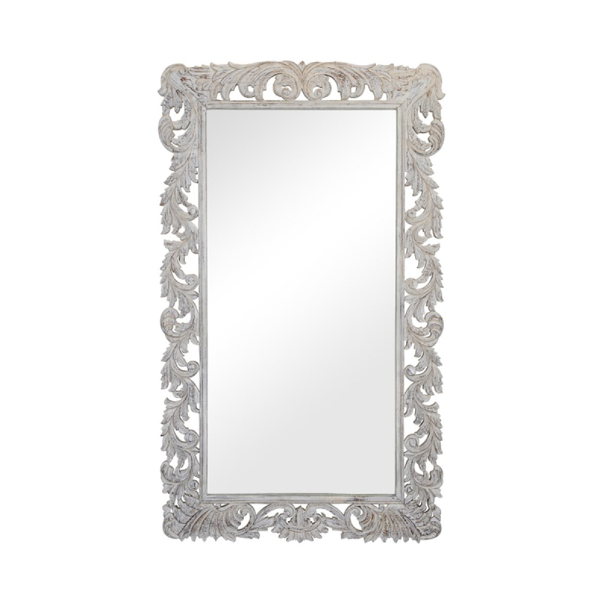 57edf0a948a553964d5ef890fb07681d Sophia Solid Wood Carved Mirror - White - Image 1