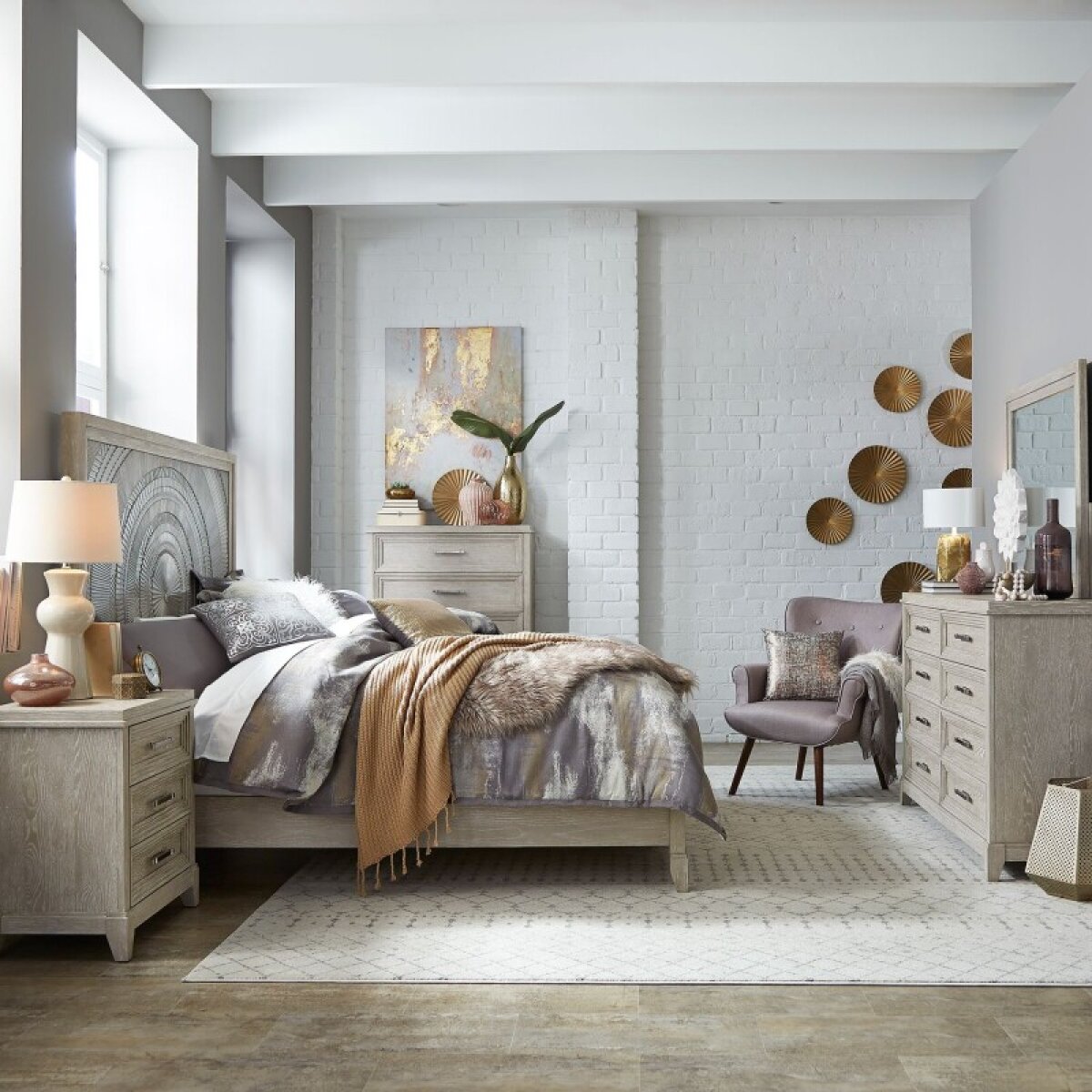 5818e20e343c8cec2eea44eb98362669 King California Panel Bed, Dresser & Mirror, Chest, Night Stand - Image 1