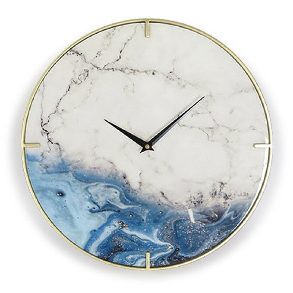 588023d7b9f717a88950bebfe797eb42 Marbled Blue Metal Wall Clock - Image 1