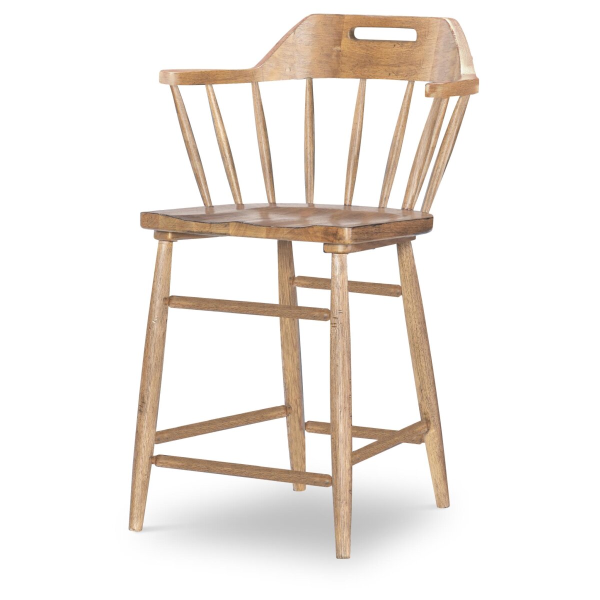 58d0ce5bdf8f3fd9d08b081f81012b52 Counter Height Spindle Back Arm Chair With Handle Cut Out - Image 1