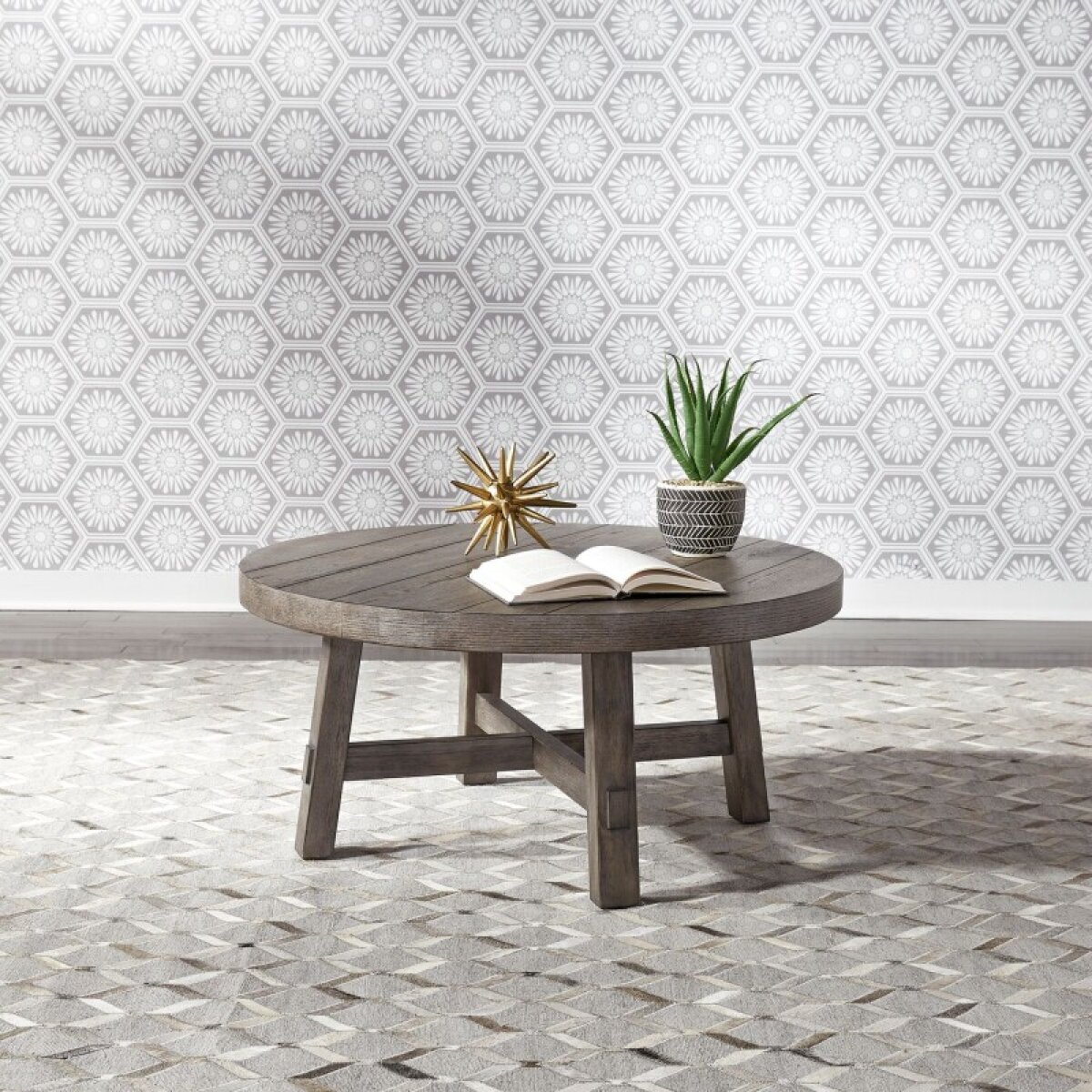 5966ca439c26d872b3e7965f4868f443 Modern Farmhouse Splay Leg Round Cocktail Table - Image 1