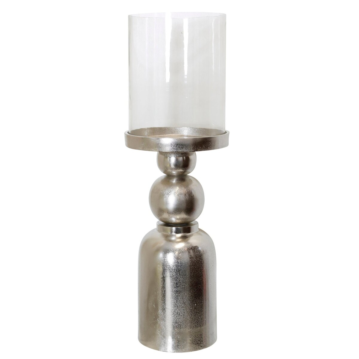 59db06506427ab2797fdf56fe84cfde6 Binx Candle Stand- Small | Nickle Plated Metal Base With Clear Glass - Image 1