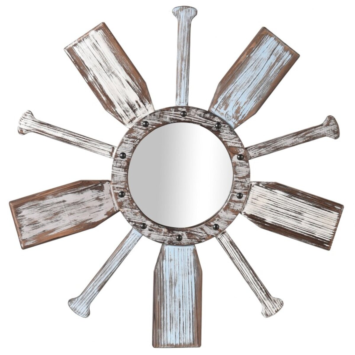 59dec79403f9ece971c004b507c69b78 Weathered Oars Weathered Nautical Wooden Beveled Mirror - Image 1