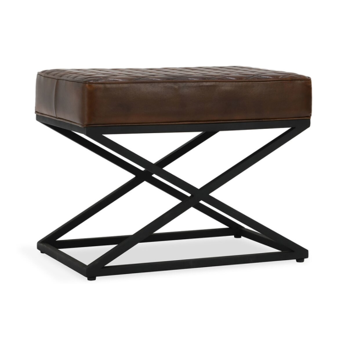 59fff02a47323d5c838a41dc341e4a84 Bruno Leather Rectangle Stool - Rustic Brown - Image 1