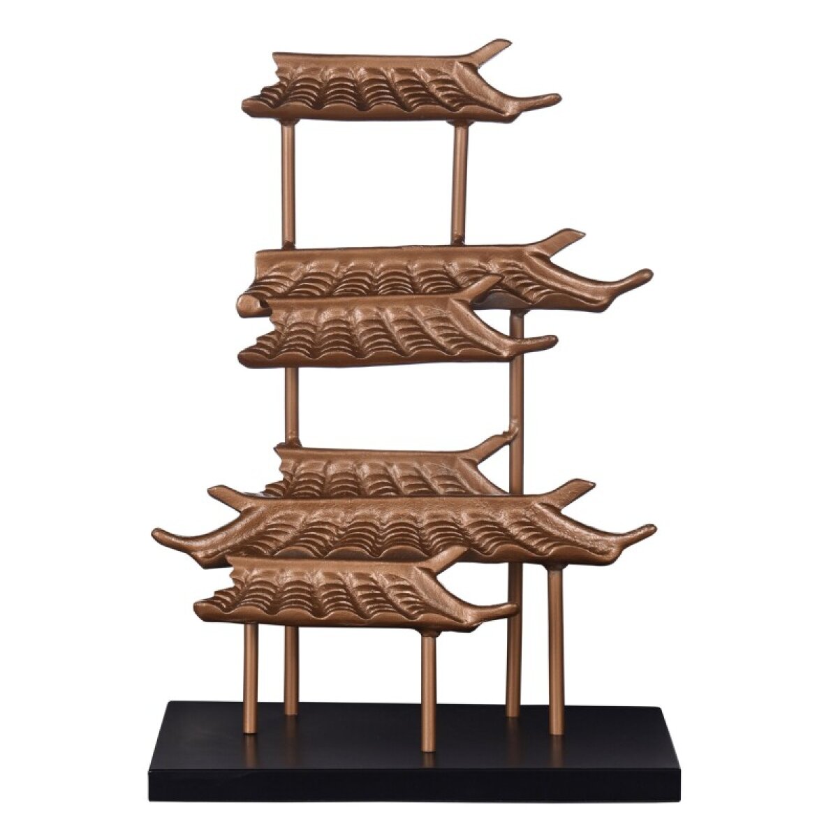 5ab08c4251a5316ed0ea0e7c95ee7a56 Dann Foley Lifestyle Asian Inspired Pagoda Tiered Tower In Brass And Black Iron Finish - Image 1
