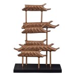 Dann Foley Lifestyle Asian Inspired Pagoda Tiered Tower In Brass And Black Iron Finish
