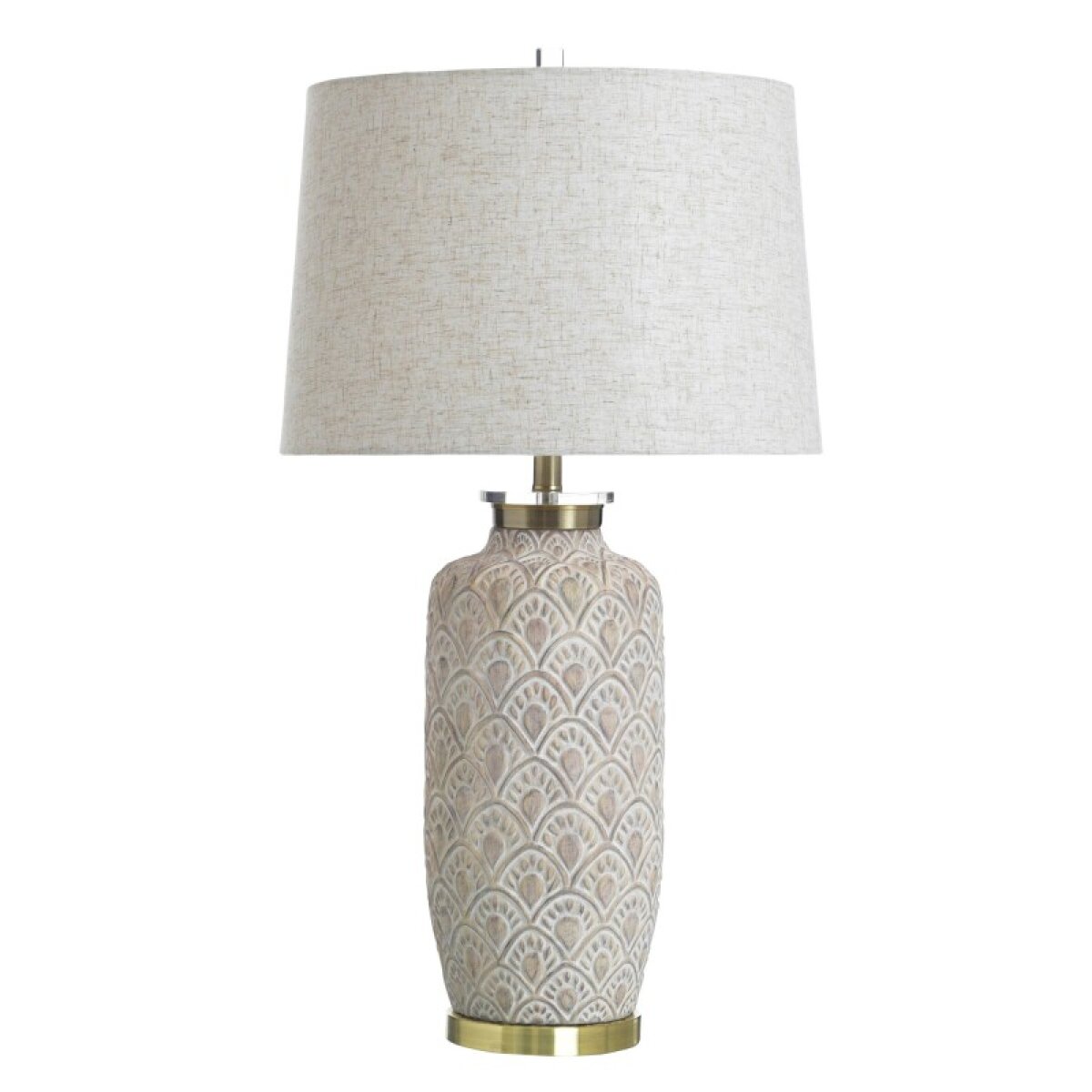 5ab842daa537070fe426cbab3f68a068 White Wash Taupe Metal Clear Acrylic & Resin Table Lamp - Image 1