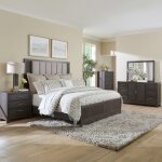 King California Uph Bed, Dresser & Mirror, Chest, Night Stand