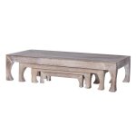 Dann Foley Lifestyle Set Of 4 Wooden Tabletop Nesting Tables Natural Antique Finish - Image 3