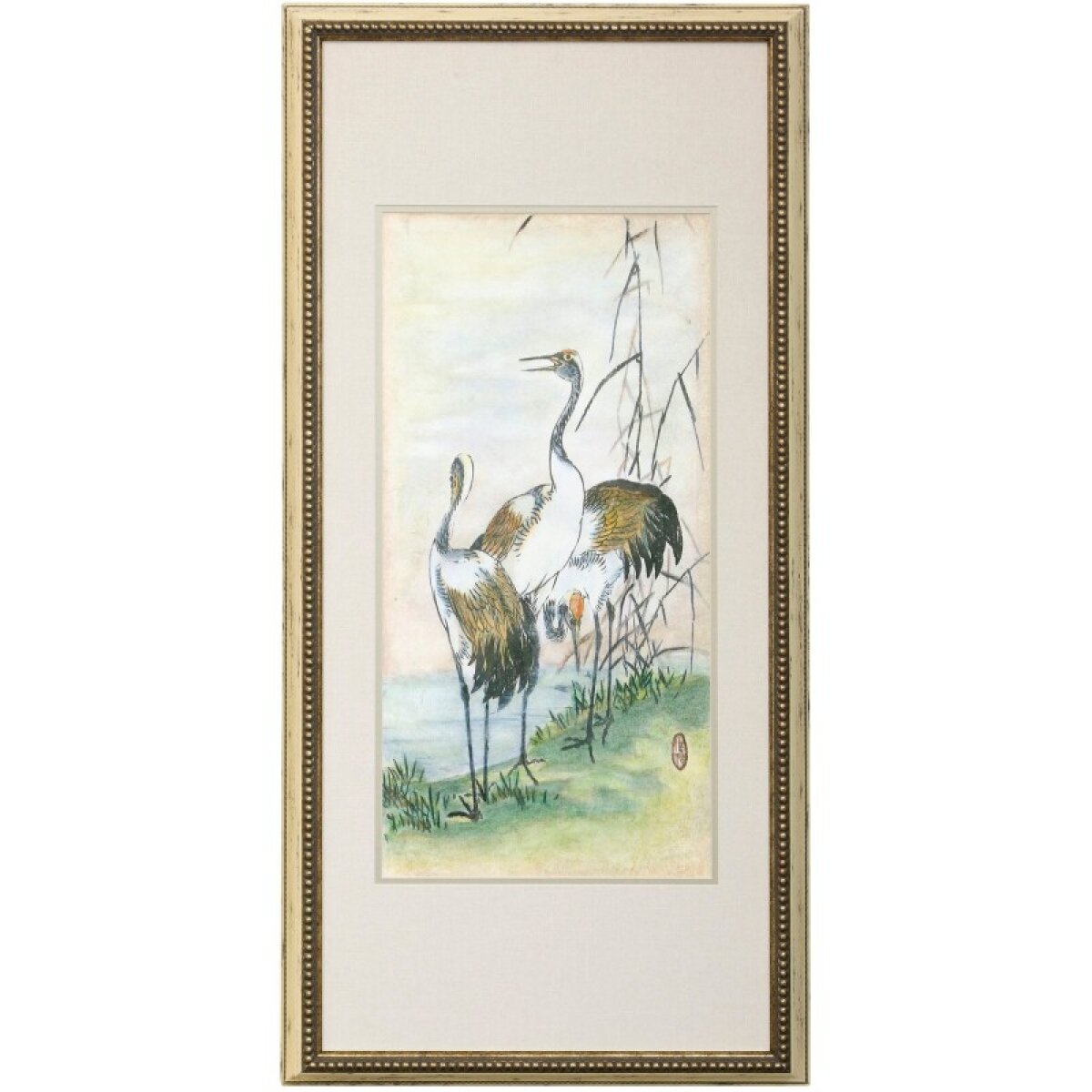 5b8277db16e8ce9ae78905fb41dbb621 Dann Foley Lifestyle Oriental Cranes I Framed Print Under Glass - Image 1