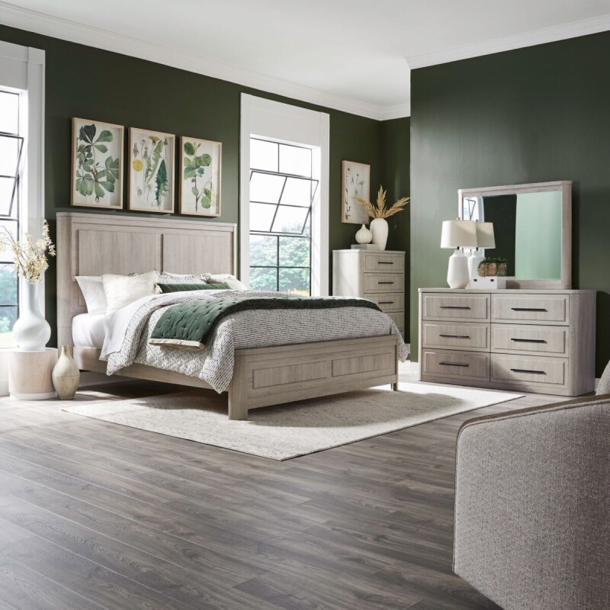 5c925f321b0bcadb6d730e2a93c41482 Modern Play Queen Panel Bed, Dresser & Mirror, Chest - Image 1