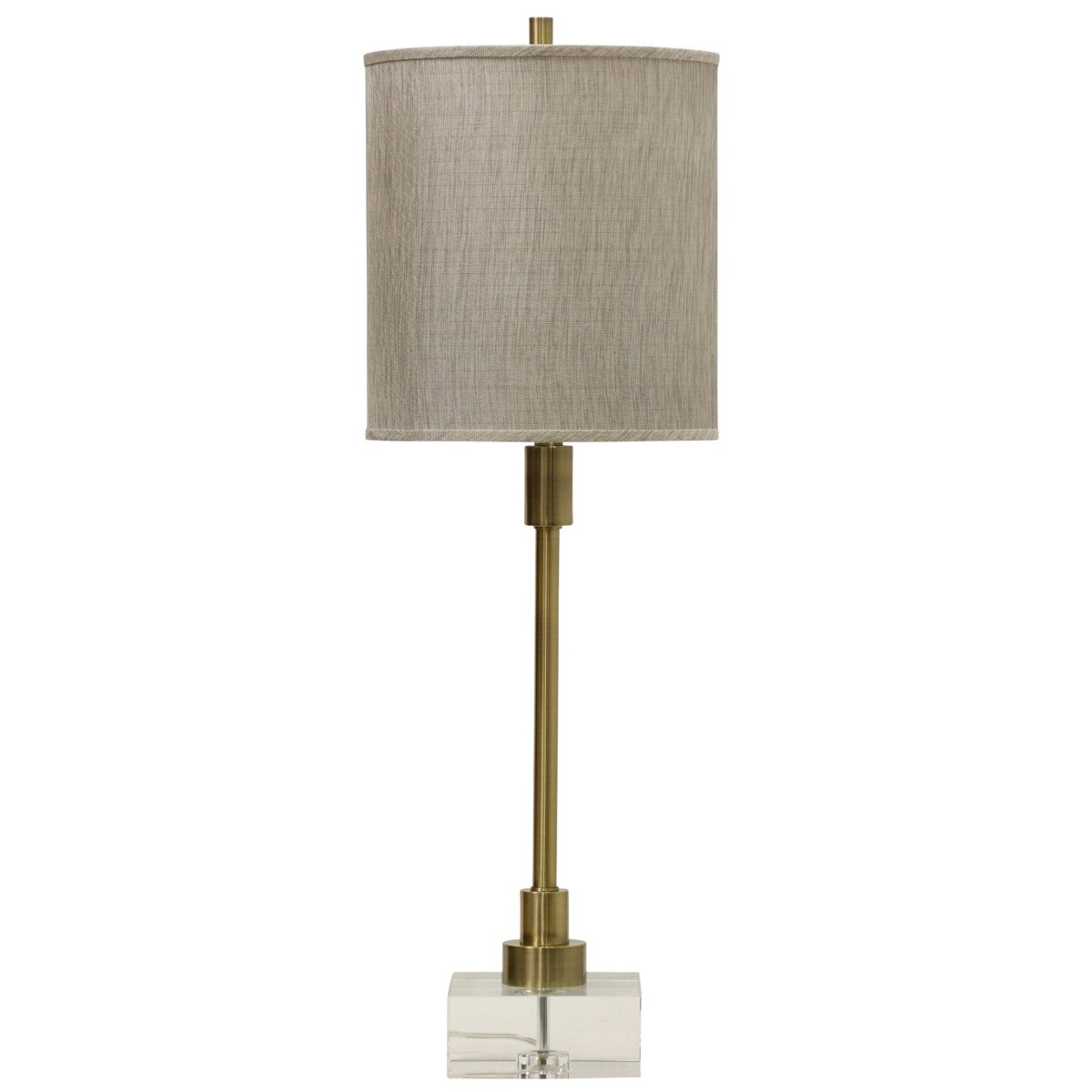 5cd4daae91dea25f642d8f3941394f09 Lenox Table Lamp | Antique Brass Finish On Metal Body With Crystal Base | Hardback Shade | 3-way Soc - Image 1