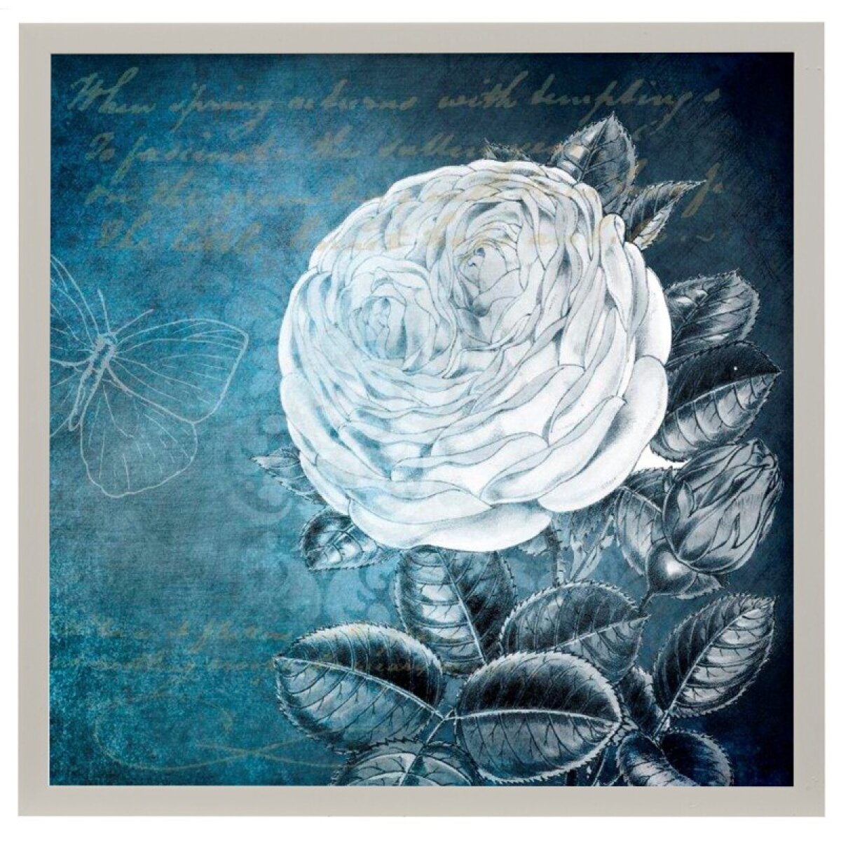 5d457e69023dfccc2ad514fc3daf023f White Bloom Ii Artist Print Faux Wood Frame Under Glass Attached Hanging Hardwar - Image 1