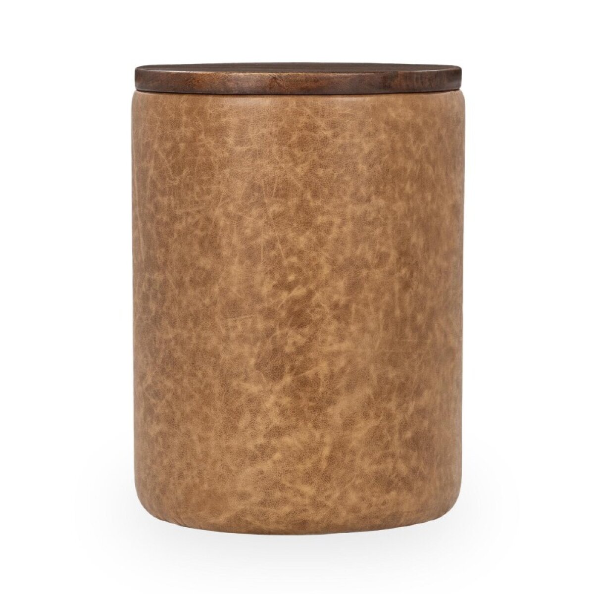 5d7f037a018c3564a59816615c612368 Andra Leather Round Accent Table - Tan - Image 1