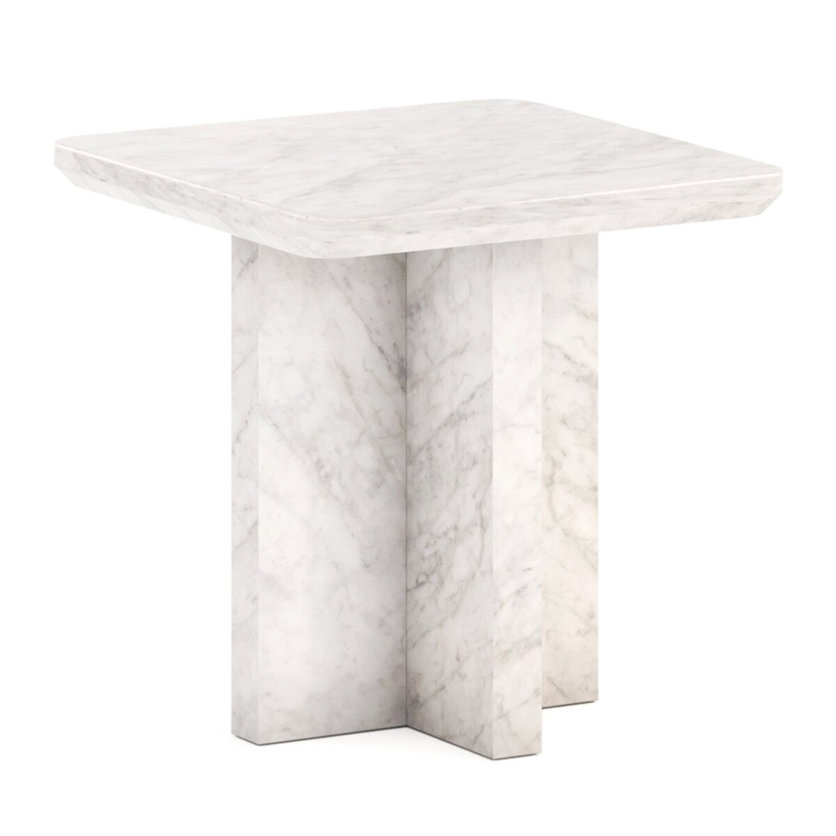5df3ff2b3f0adf3fd1edeb6ac3105148 Perrin End Table- White | White Marble - Image 1