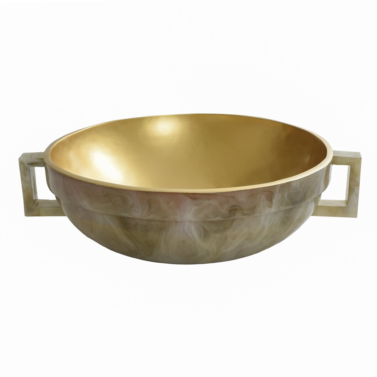 5f2db0c9002feb17bed7dadea40ed1be Cella Bowl | Pearl White Finish On Resin With Gold Leaf Interior - Image 1