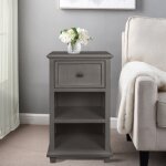 Vintage Gray Drawer Side Table - Image 3