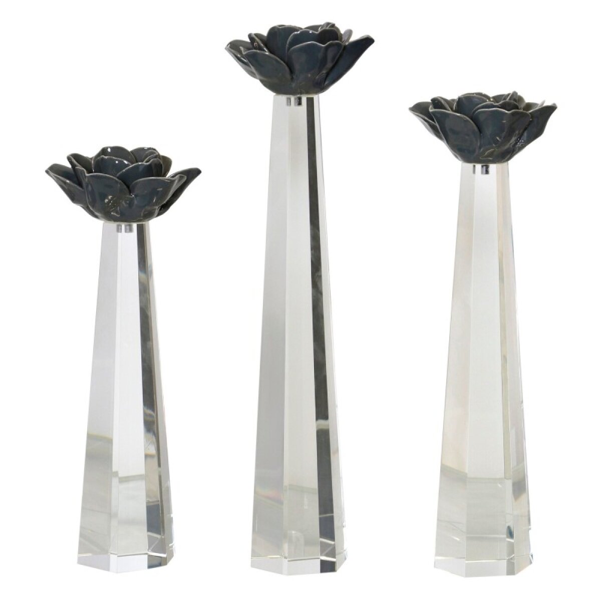 5fb5fc70fe5afc992fab840742e32f92 Austin Allen James Set Of 3 Ceramic & Crystal Candle Holders - Image 1