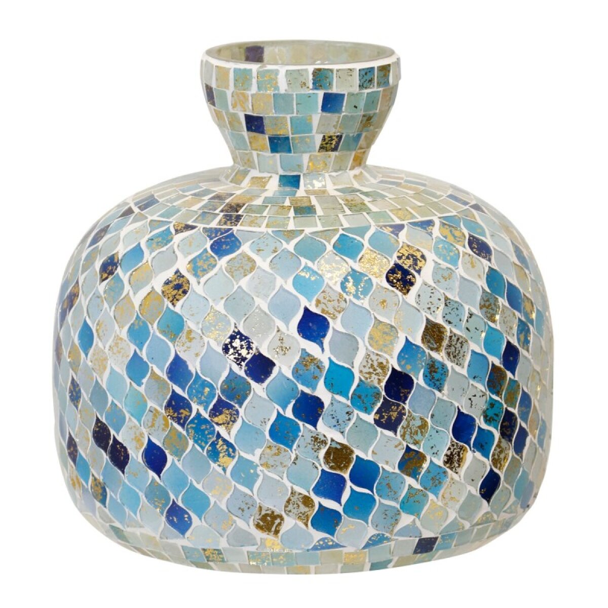 6049f1f16604b4811542dd43a38d2003 Blue Mosaic Glass Vase - Image 1