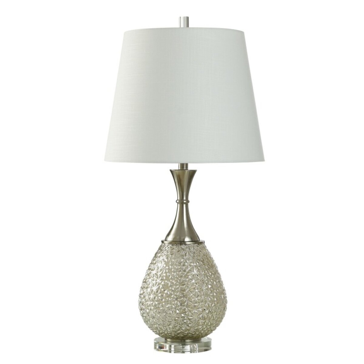 6098b3e995809e3dcd0c6550d9a72b6e Diya Silver Glass Table Lamp - Image 1