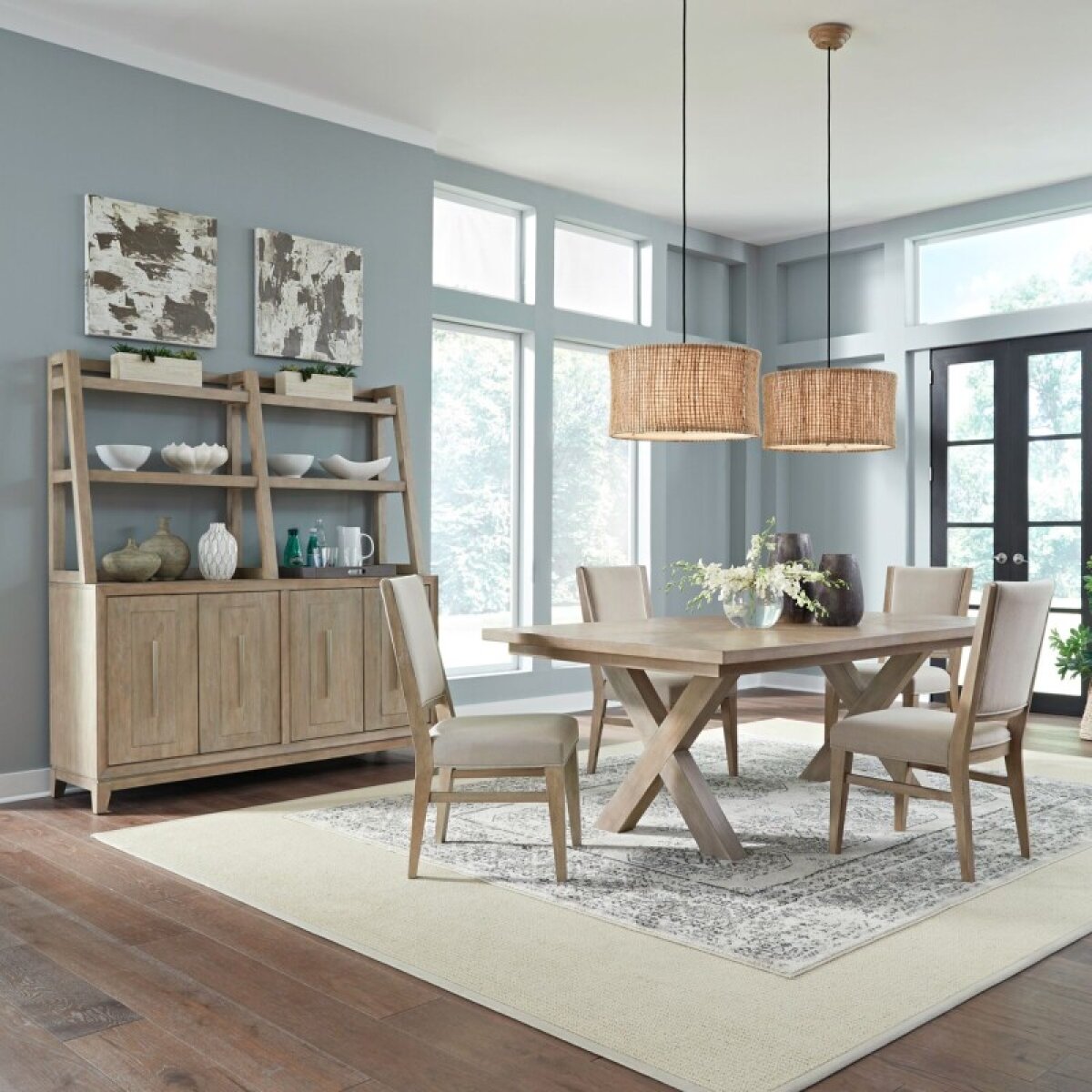 61511bfddf1c4bbd4c0afb47b9fff146 Brentwood 5 Piece Double Pedestal Table Set - Image 1