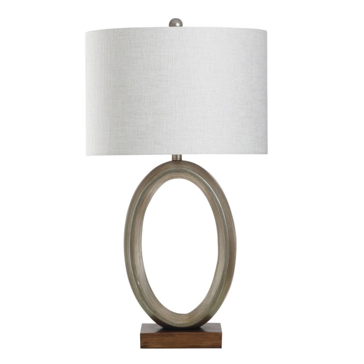 6180f2bbcfbeab8bec6a3f782c0ad1ba Norman Wyatt Home Portal Champagne Silver With Brown Poly Table Lamp 33in - Image 1
