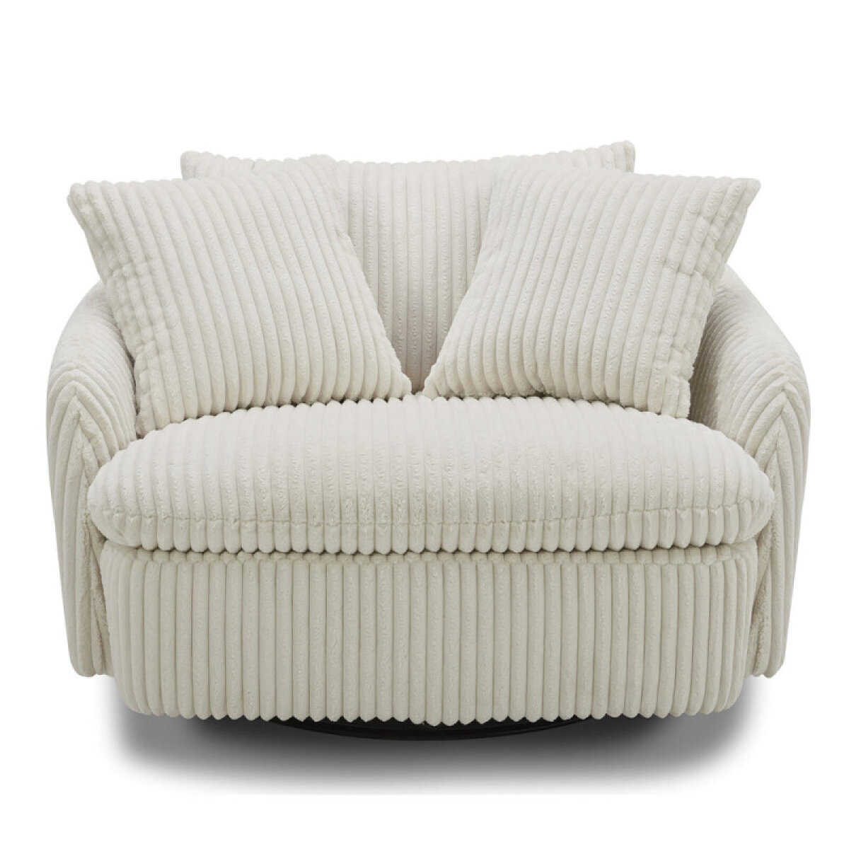 61cf719bdf0655b618dfe84f19c0d4de Boomer - Mega Ivory Large Swivel Chair With 2 Toss Pillows - Image 1