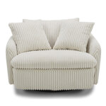 Boomer - Mega Ivory Large Swivel Chair With 2 Toss Pillows