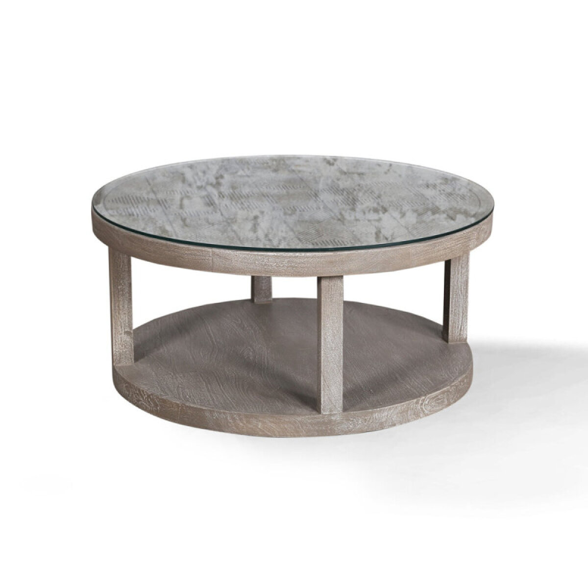 6201b1993e770aebd30b5895f6845972 Crossings Serengeti Round Cocktail Table With Glass Top - Image 1
