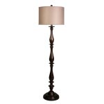 Charlton Bronze Traditional Classic Floor Lamp With Drum Shade In Silk Blend Taupe Fabric